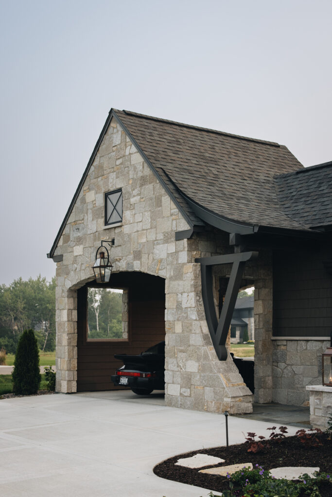 New Residential Design in Houston with Porte-cochere.