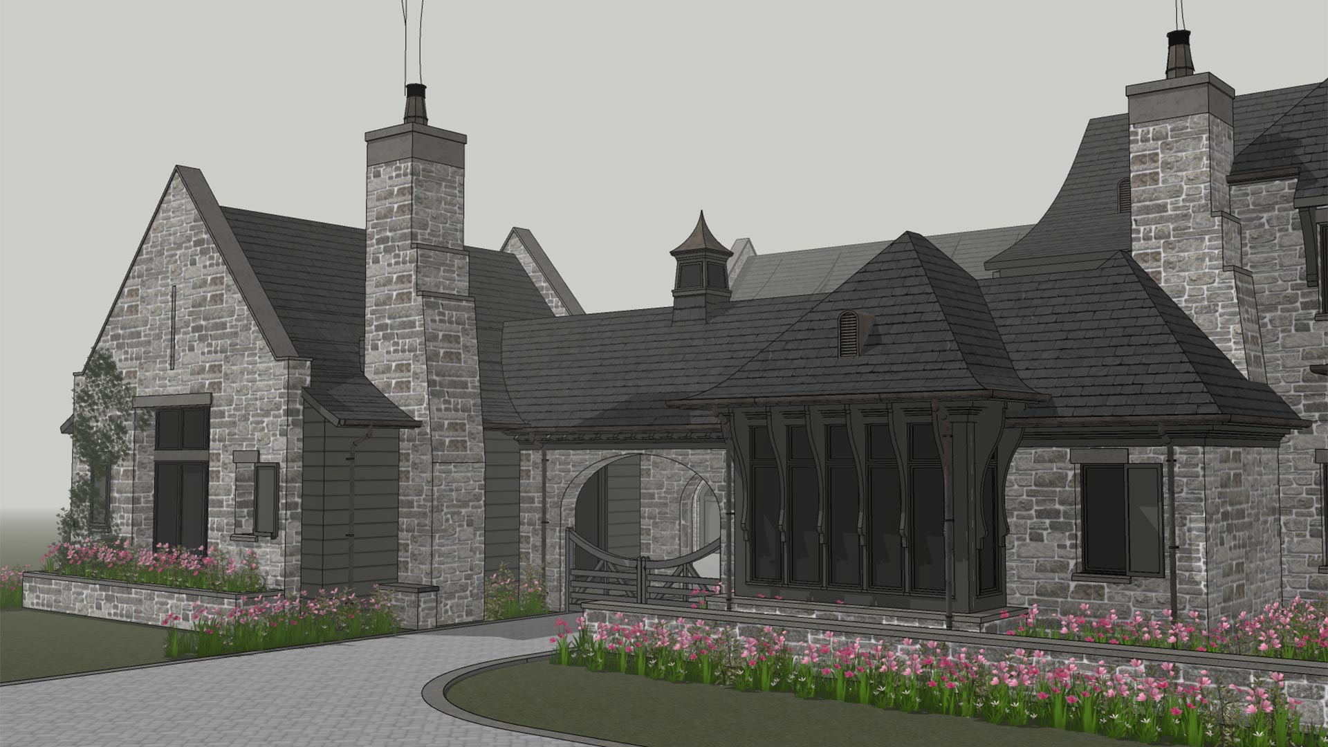 Early rendering of a large house