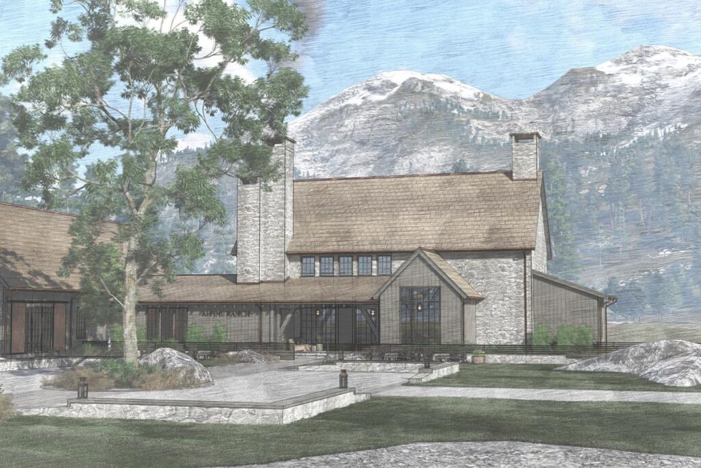 a rendering of a home in the mountains