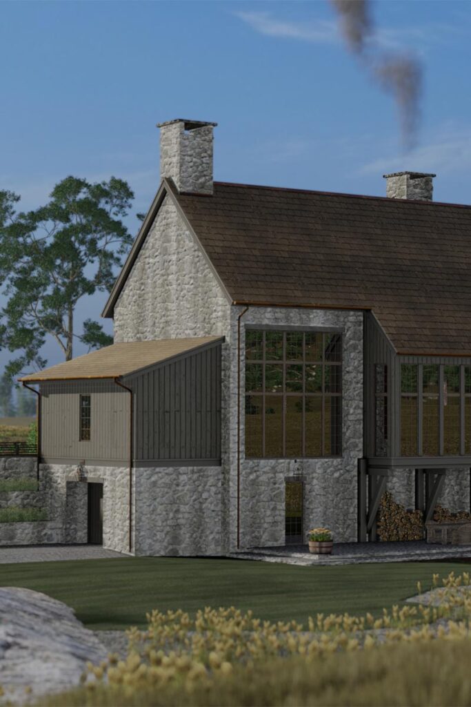 a rendering of a home in the mountains