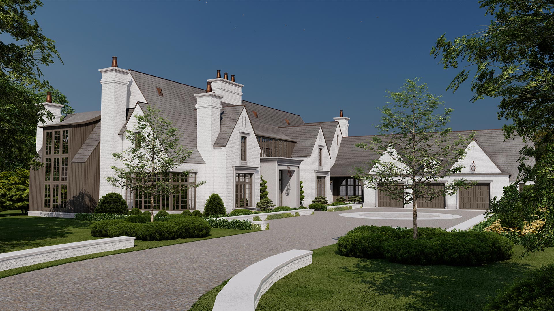 Rendering of a large house in the country