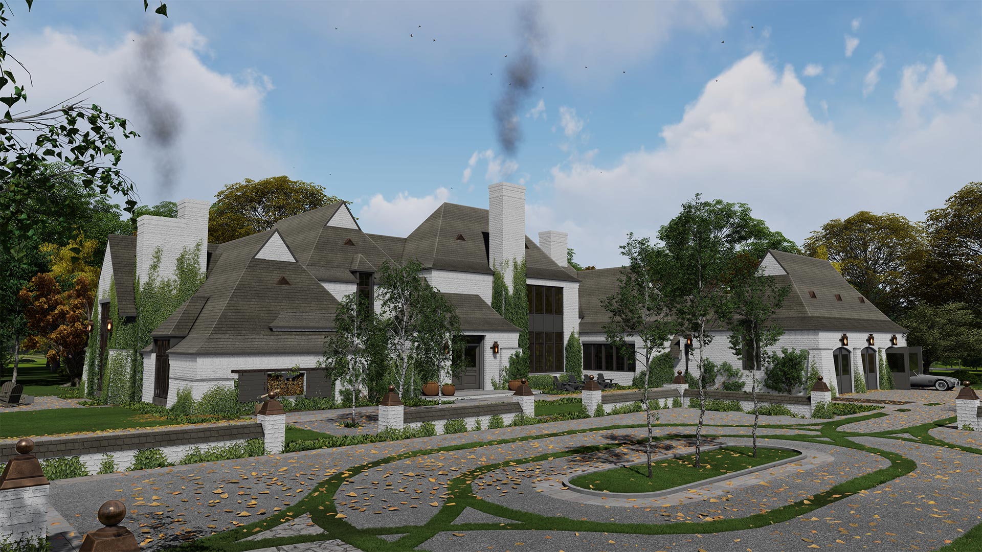 Rendering of a large house in the country