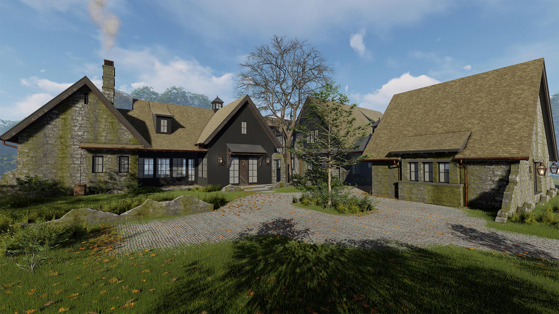 Rendering of a large home in the country