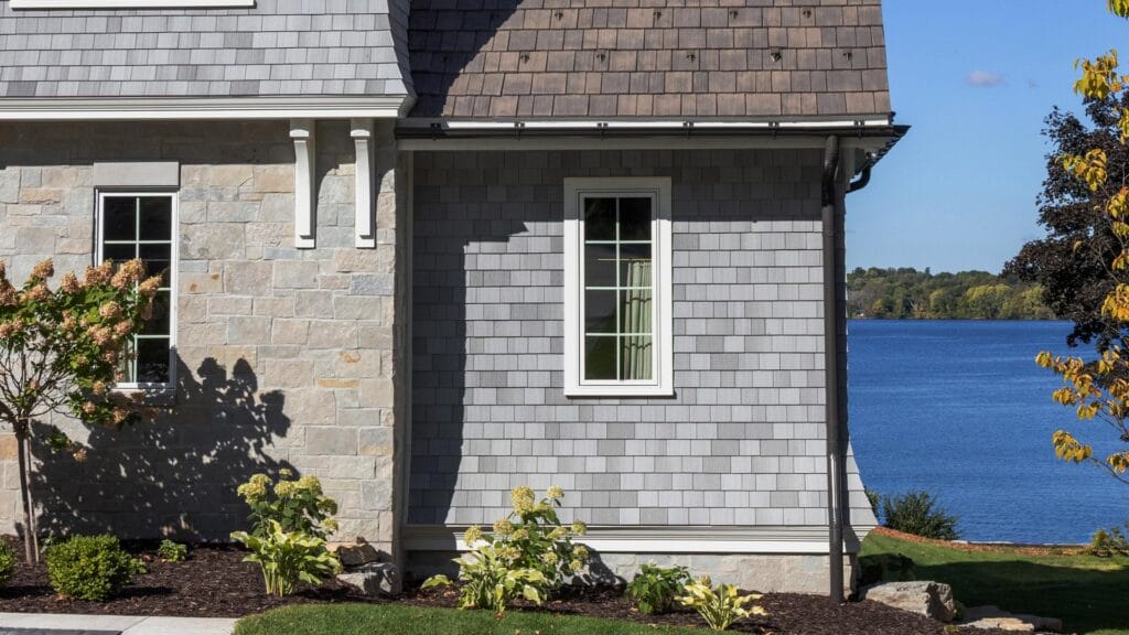 side of a large lake home