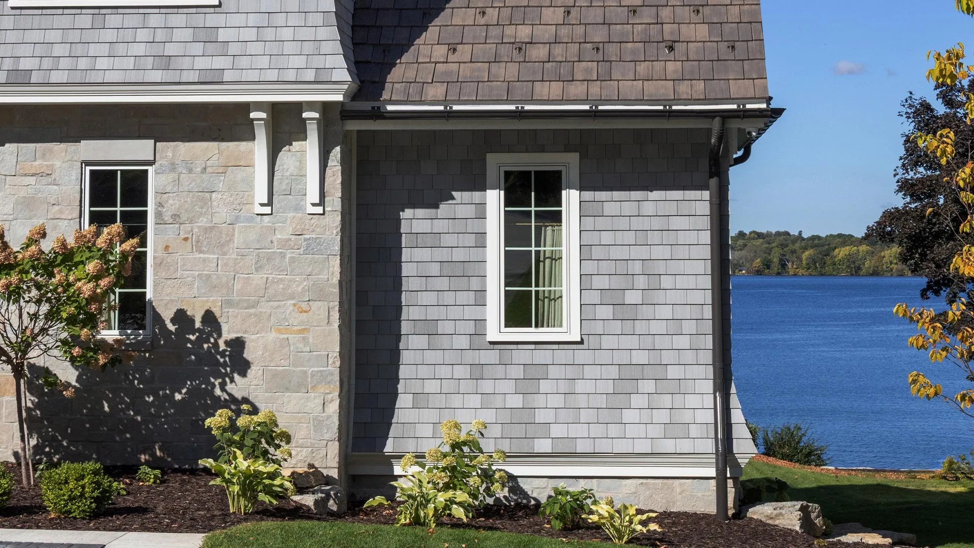 side of a large lake home