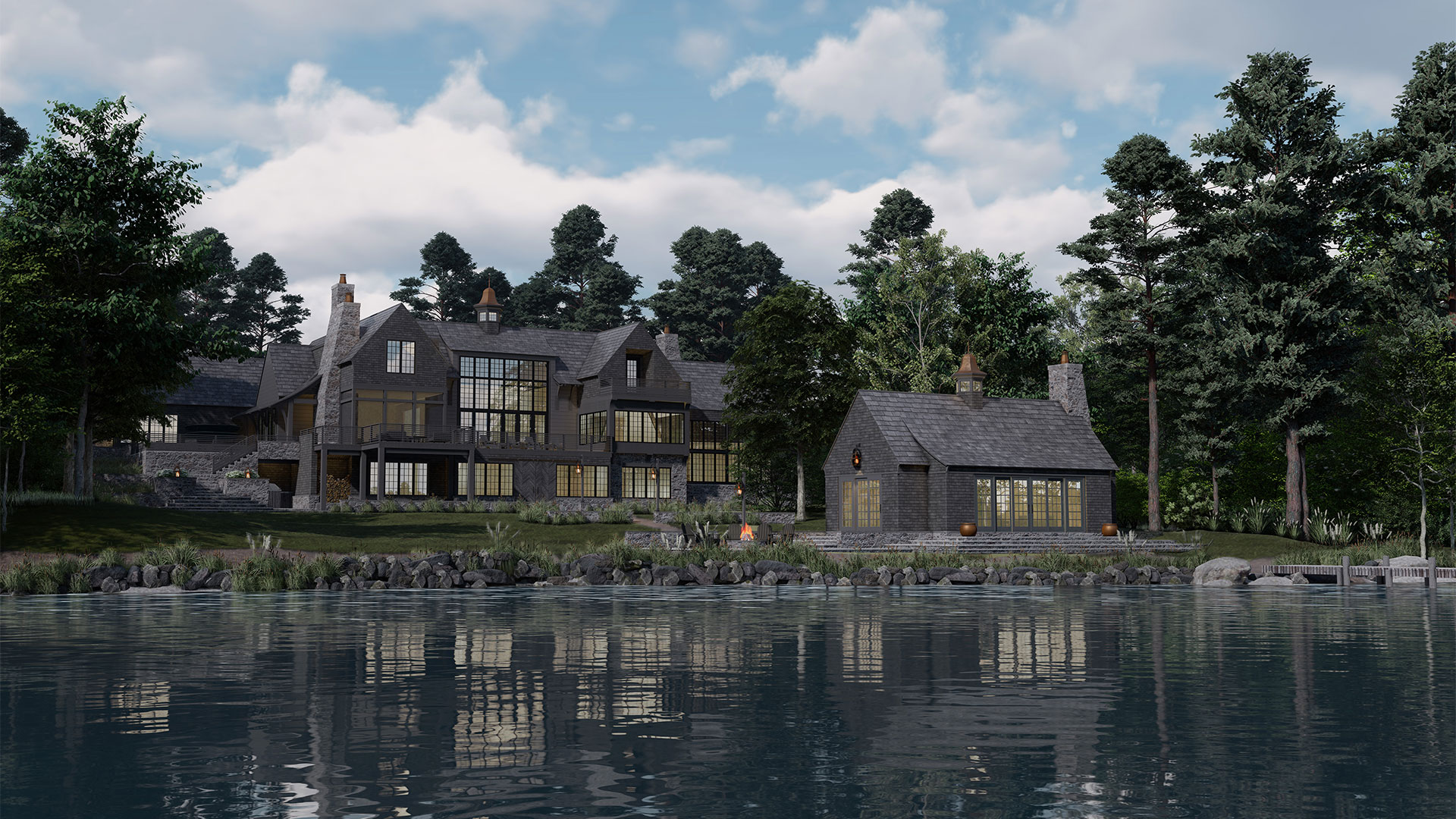 Render of large lake home in Lake Geneva